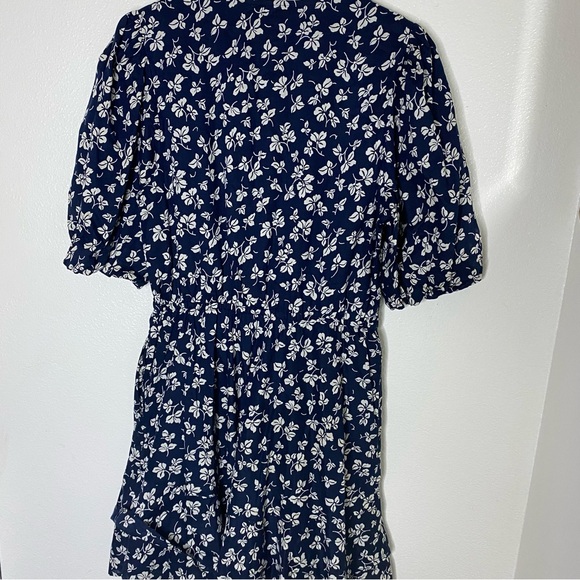 Lauren Ralph Lauren Floral Dress Womens Size 8 Puff Sleeves Blue Mini Bow Polo - Picture 9 of 13